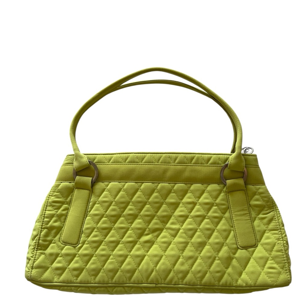 Vera Bradley Green Shoulder Handbag 2 Pockets Quilted 15 x 7
